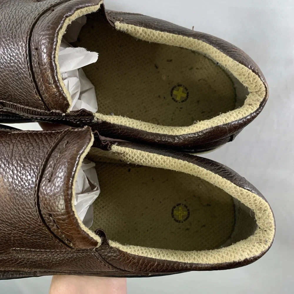 Dr Martens Mens Y2K Pebbled Leather Slip On Loafers Size 14 Brown Grunge Comfort